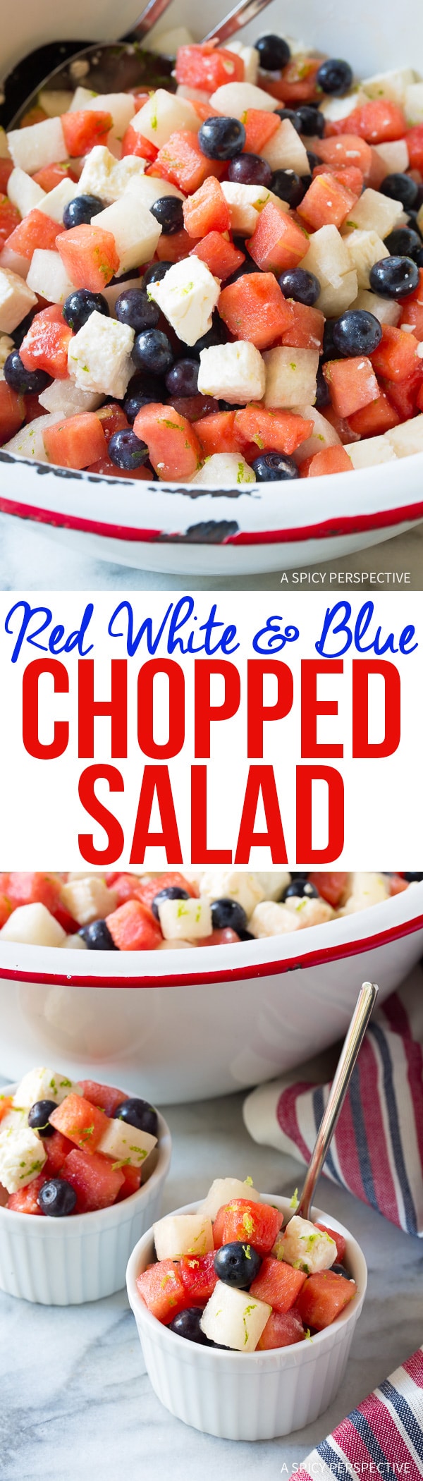 Festive Red White and Blue Chopped Salad Recipe for Independence Day! #July4th
