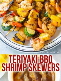 Light Teriyaki BBQ Shrimp Skewers Recipe #ASpicyPerspective #healthy