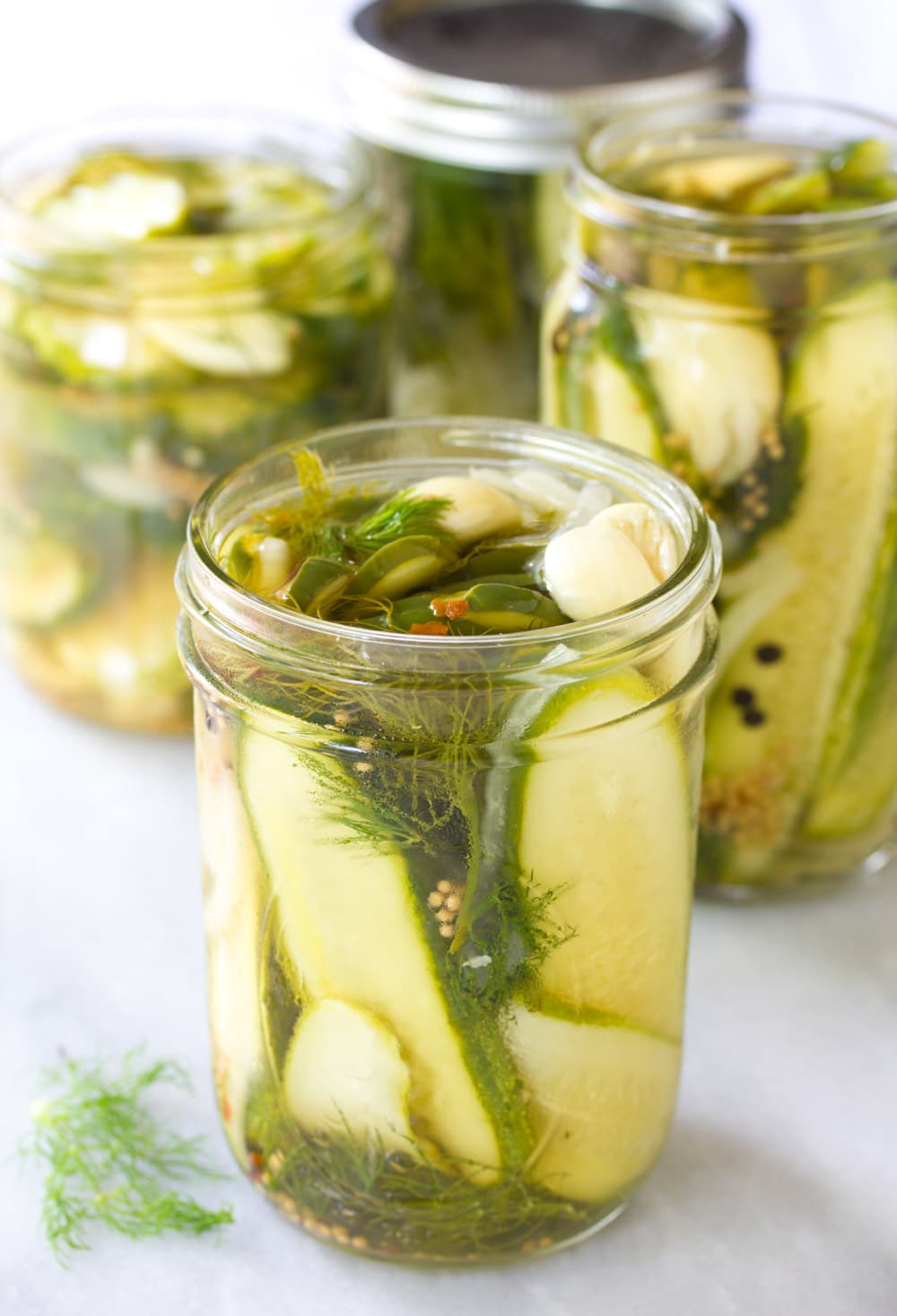 Jarred Pickled Cucumbers #ASpicyPerspective #Pickles #RefrigeratorPickles #HomemadePickles #PickleRecipe #HowtoMakePickles