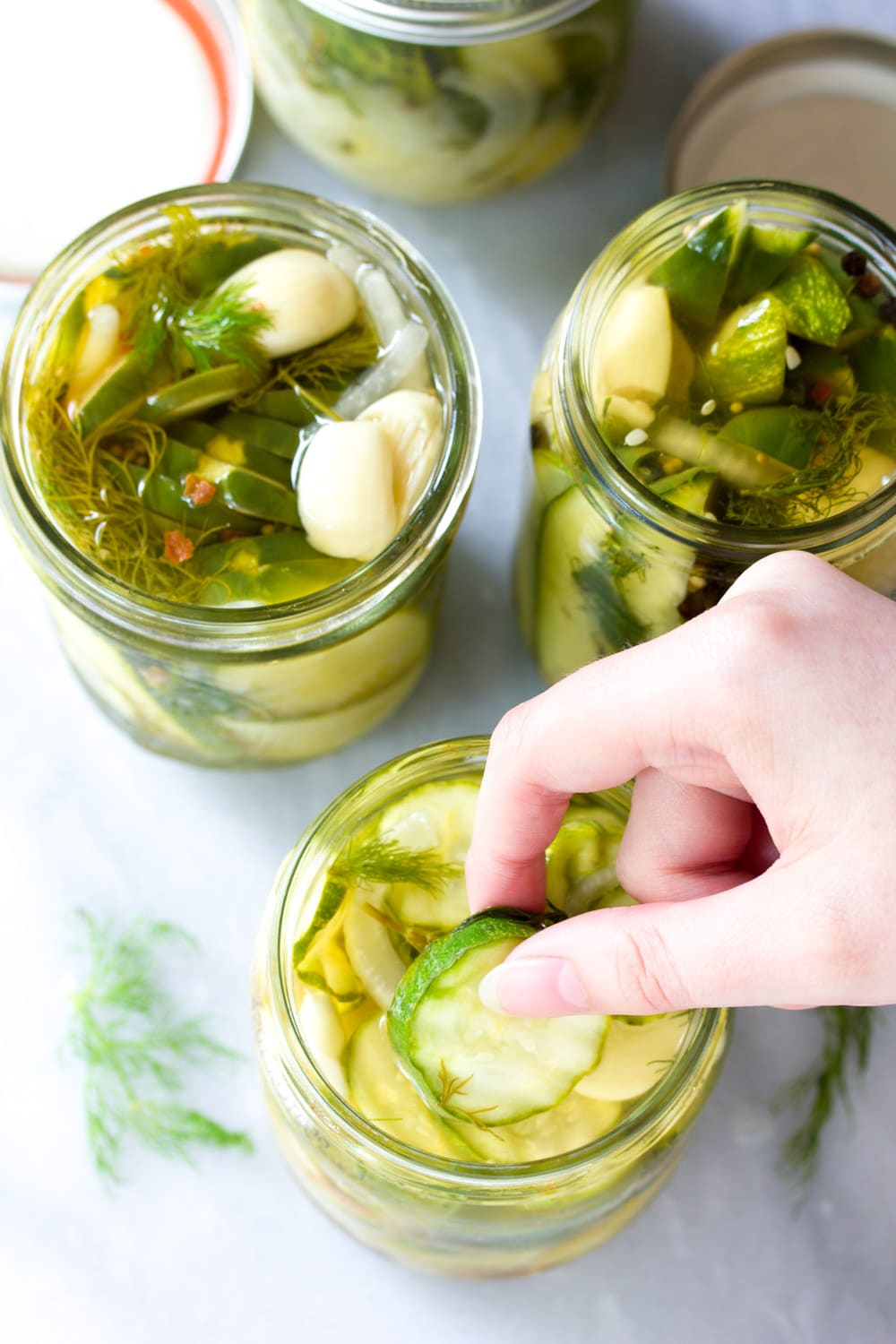 Refrigerator Pickles Recipe #ASpicyPerspective #Pickles #RefrigeratorPickles #HomemadePickles #PickleRecipe #HowtoMakePickles