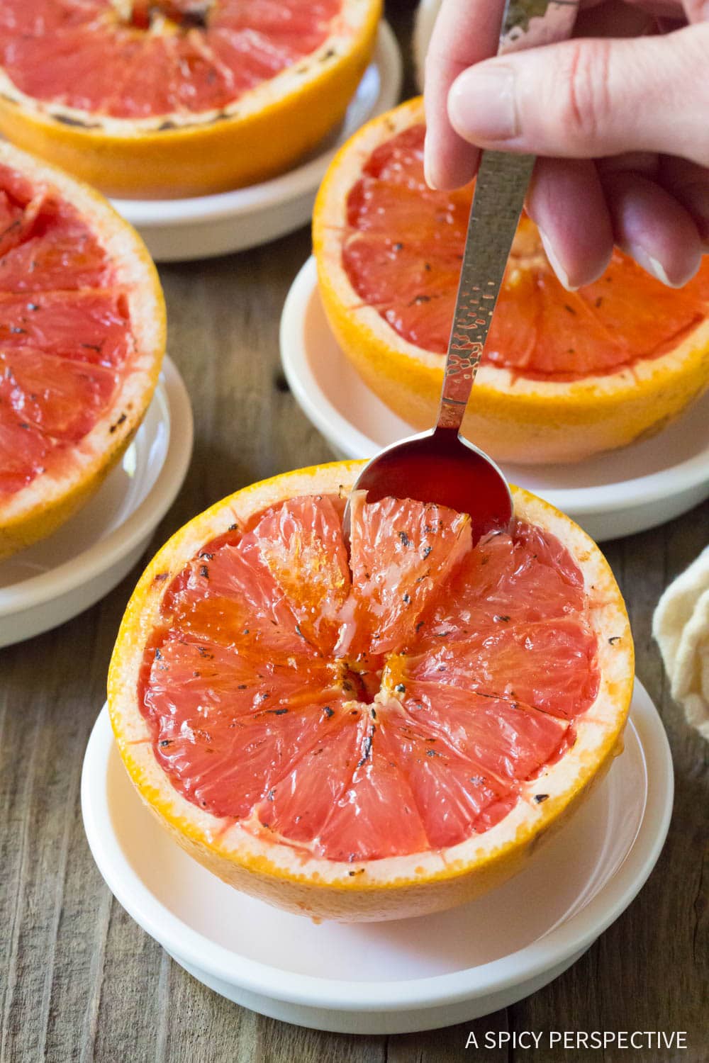 Simple Bruleed Grapefruit (Pamplemousse Brûlé) Recipe #ASpicyPerspective #vegan #vegetarian #healthy 