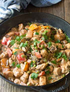 Skinny Chicken A La King Recipe #ASpicyPerspective #lowcarb