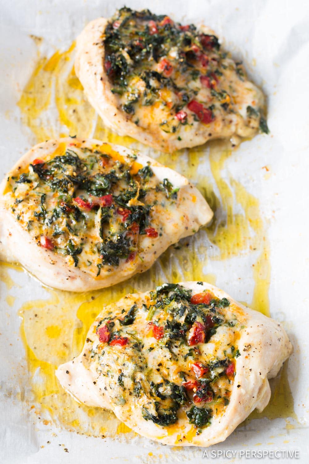 Cheesy Spinach Stuffed Chicken Breasts Recipe #ASpicyPerspective