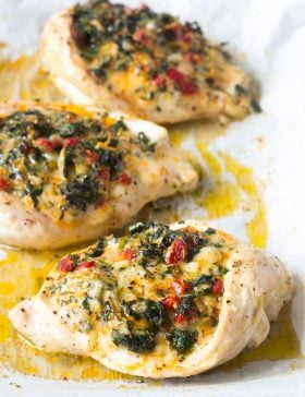 Cheesy Spinach Stuffed Chicken Breasts Recipe #ASpicyPerspective