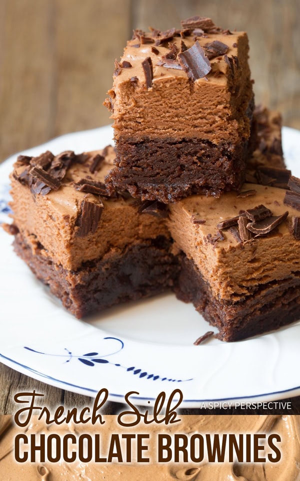 Fluffy French Silk Chocolate Brownies Recipe #ASpicyPerspective