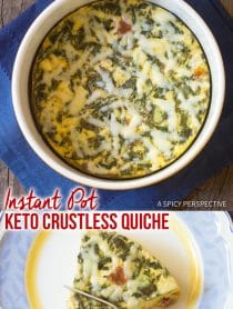Instant Pot Keto Crustless Quiche Recipe #ASpicyPerspective #Ketogenic