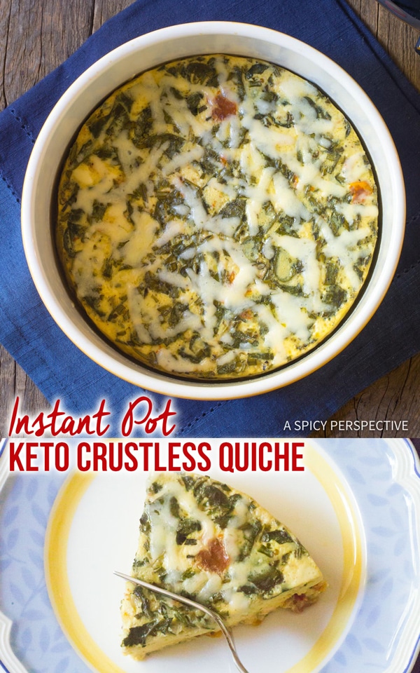 Instant Pot Keto Crustless Quiche Recipe #ASpicyPerspective #Ketogenic