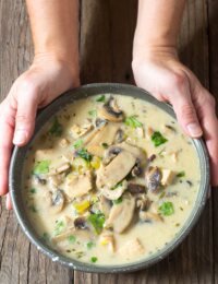 Low Carb Creamy Chicken Mushroom Soup Recipe #ASpicyPerspective #Keto