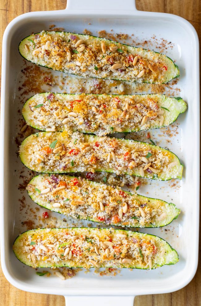 golden zucchini recipe right out of the oven 