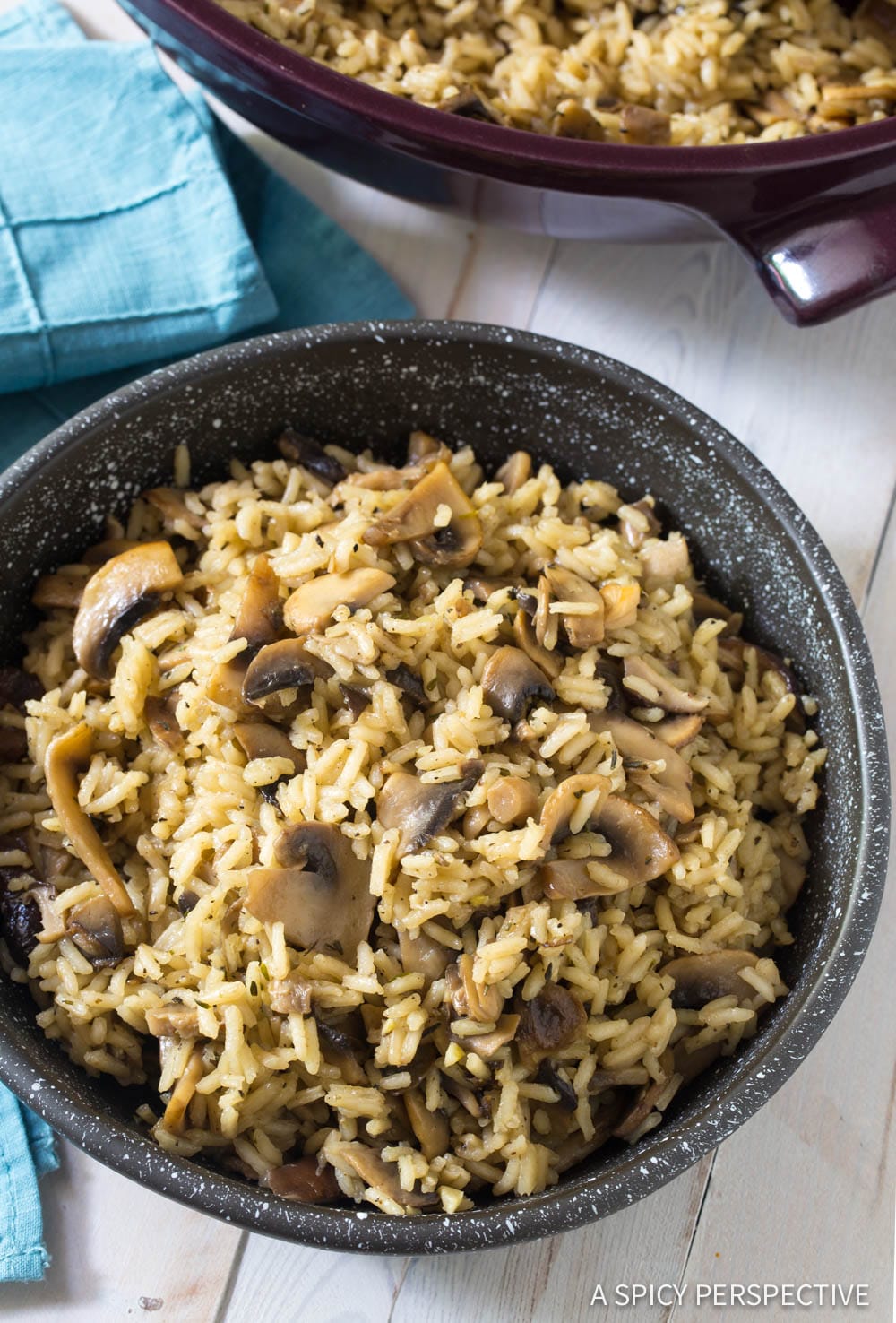 Mushroom Rice Pilaf Recipe #ASpicyPerspective