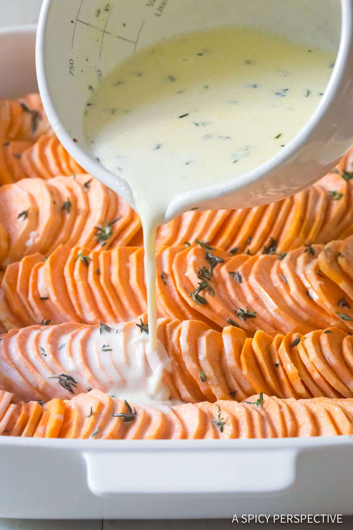 Scalloped Sweet Potatoes with Garlic Butter cream #aspicyperspective