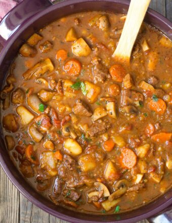 The Best Beef Stew Recipe with Mushrooms (Easy Crockpot Beef Stew) #ASpicyPerspective #beefstew #crockpot #slowcooker