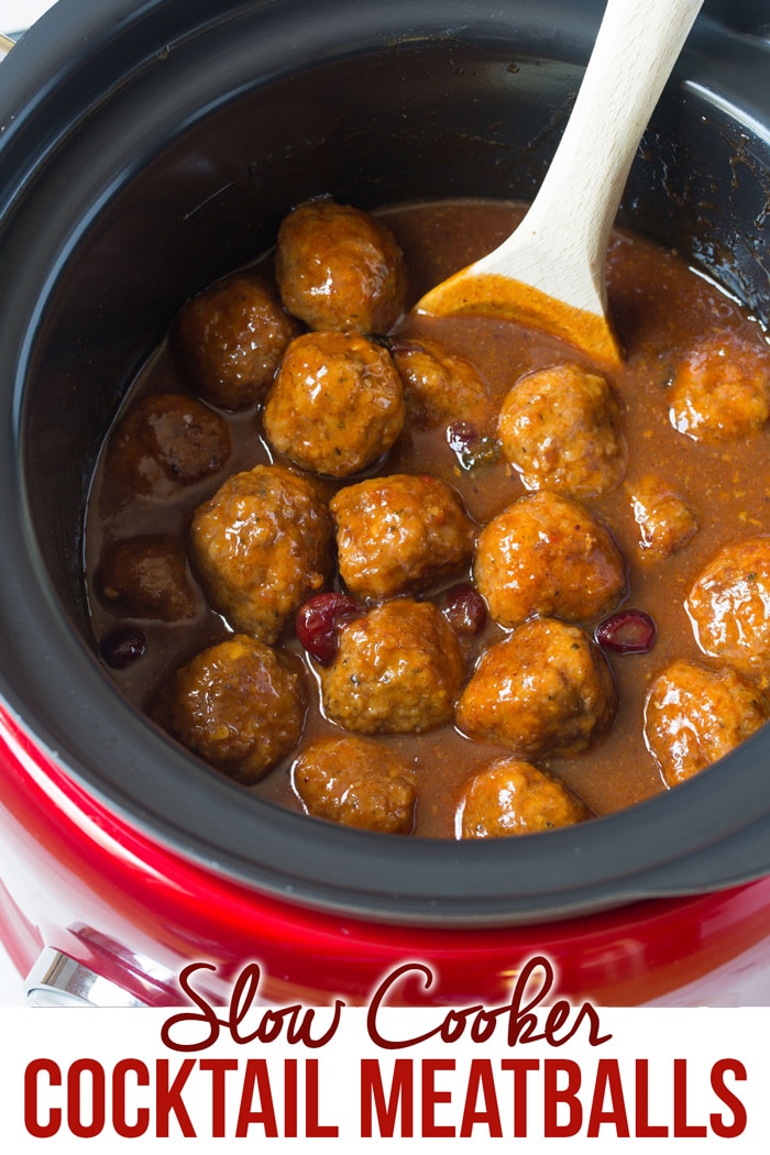 Sweet & Spicy Slow Cooker Cocktail Meatballs Recipe - (Crock Pot Meatballs) #ASpicyPerspective #meatballs #slowcooker #crockpot #meatballs