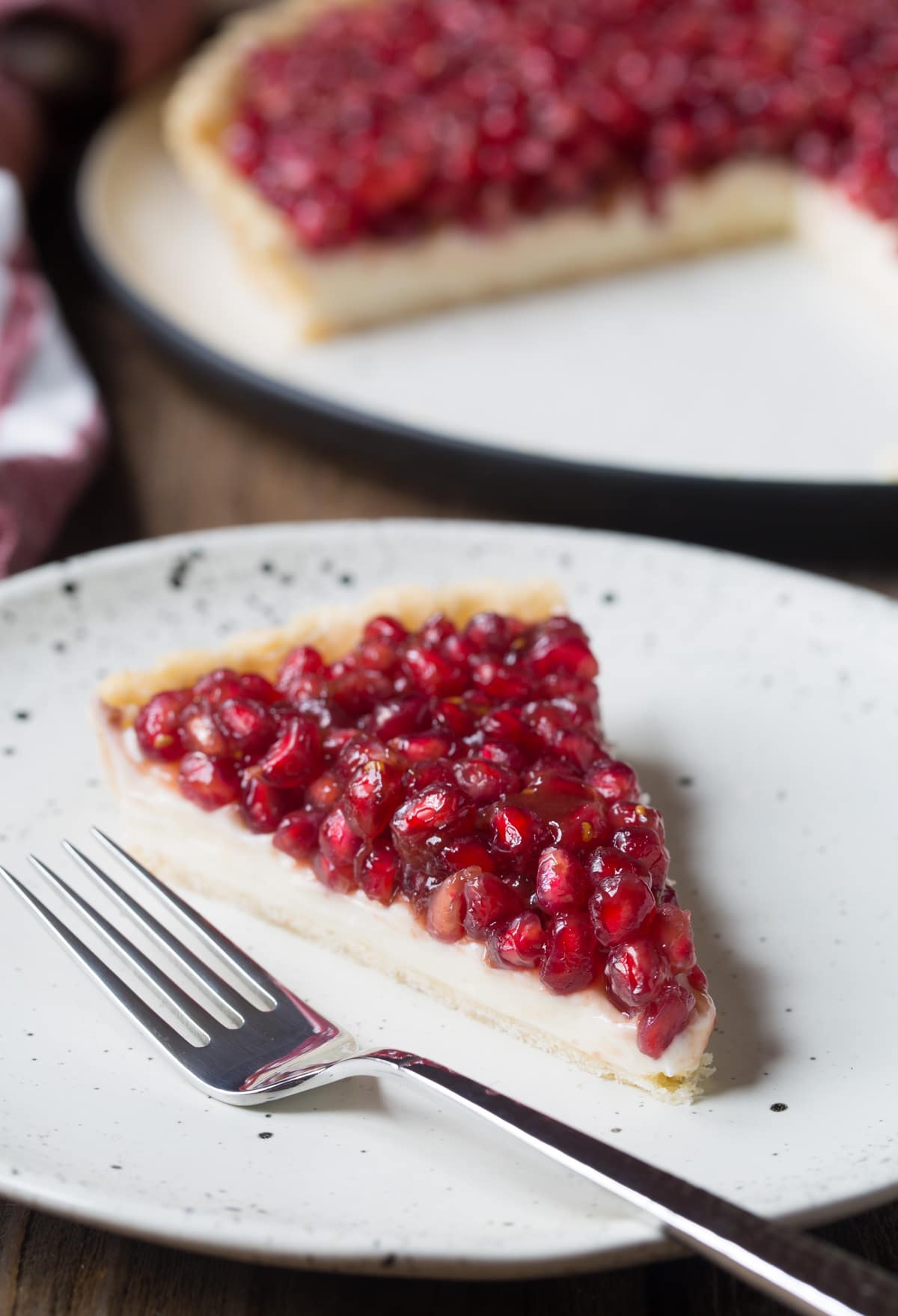 Easy 6-Ingredient Pomegranate Cream Tart Recipe #ASpicyPerspective #holiday #pomegranaterecipe