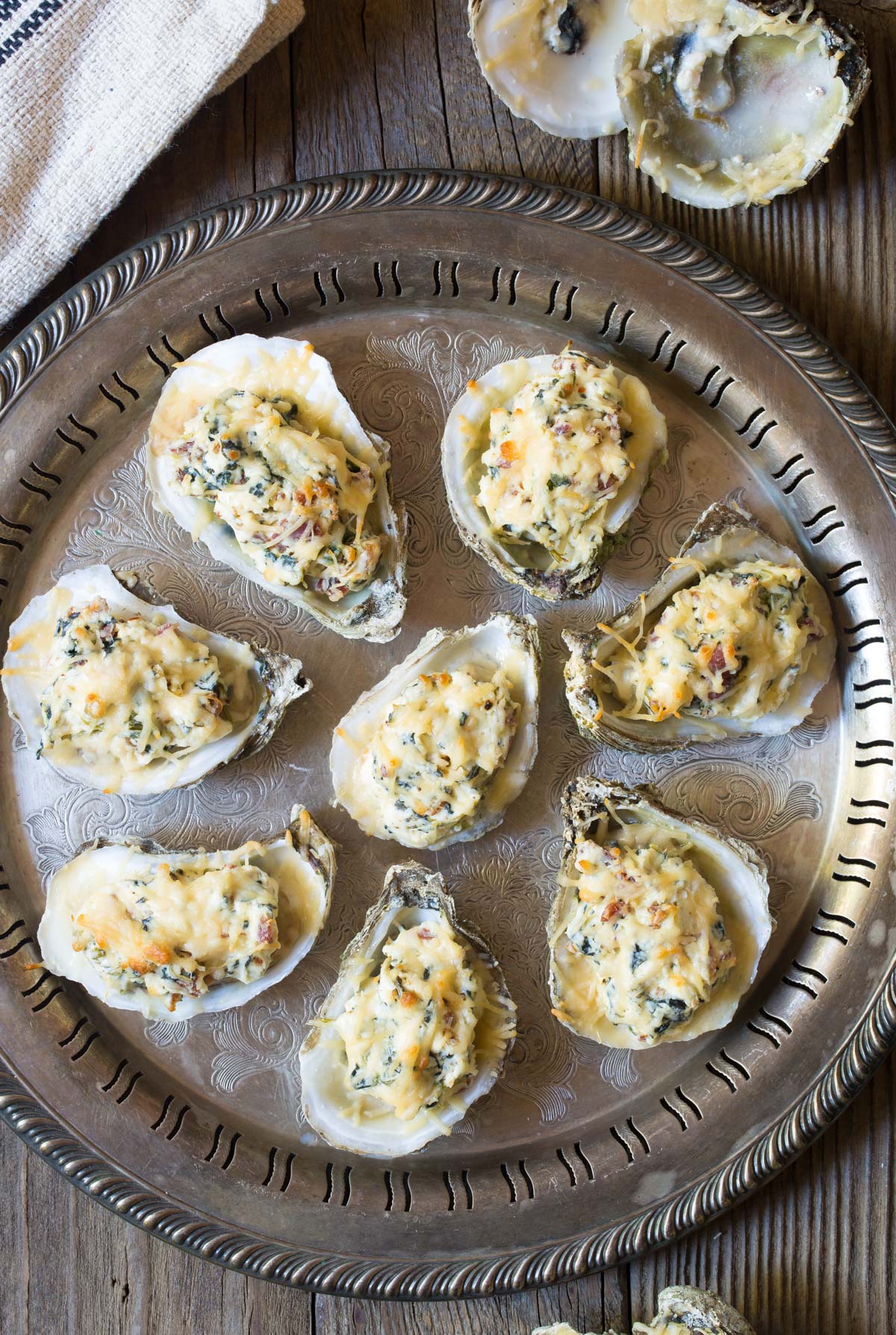 Easy Three-Cheese Baked Oysters Recipe (In The Shell!) #ASpicyPerspective #holiday #newyears #christmas