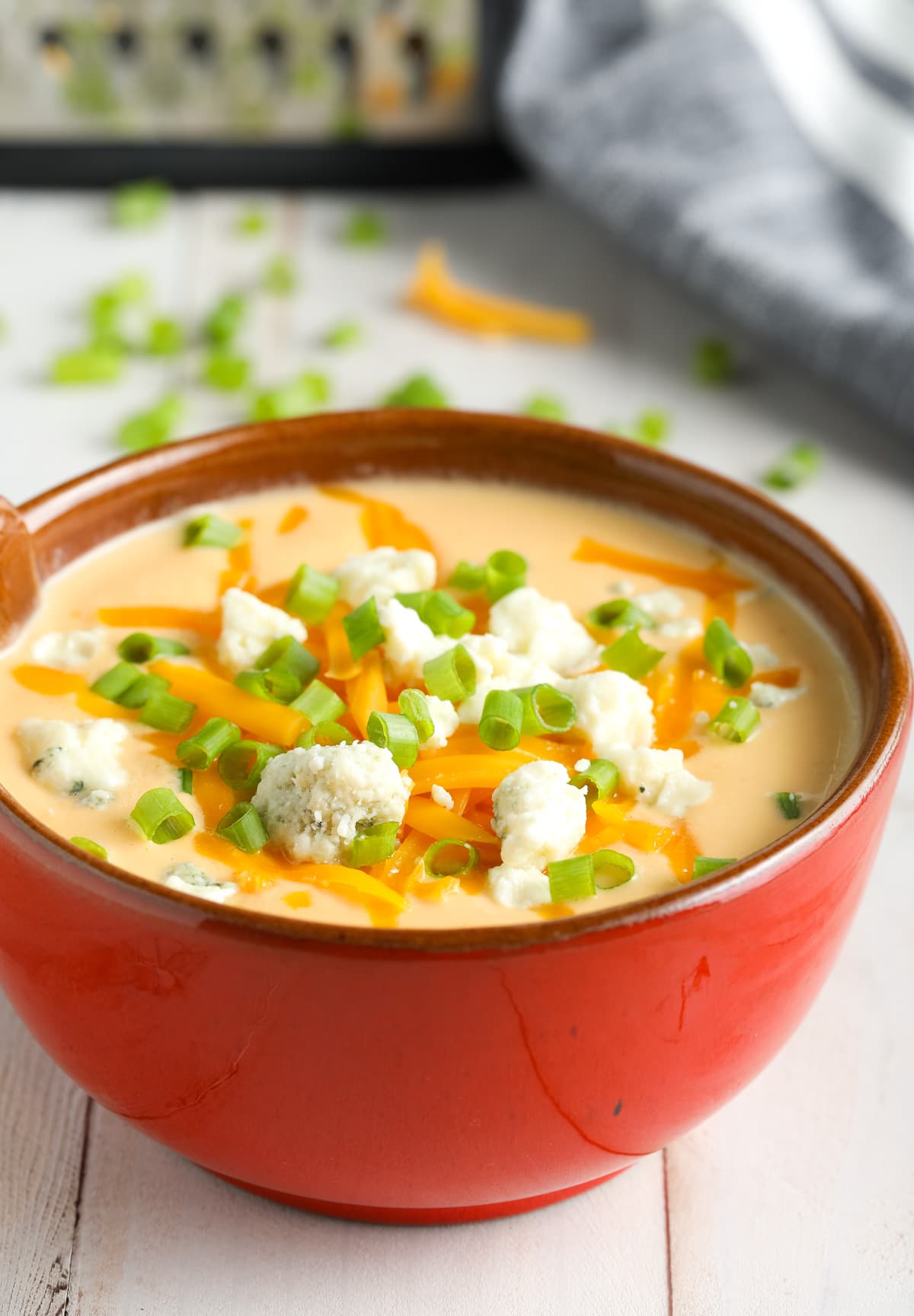 Cheesy Low Carb Buffalo Cauliflower Soup Recipe #ASpicyPerspective #keto