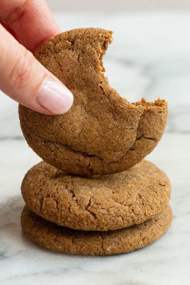 Molasses cookie recipe with bite taken