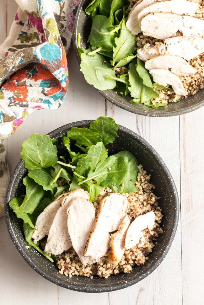 Best Chicken Quinoa Bowls with Romesco Sauce Recipe #ASpicyPerspective  #healthy #skinny