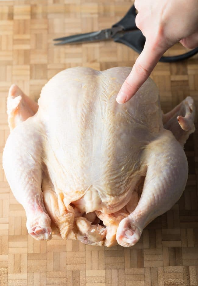 Step 1: How To Spatchcock Chicken In 3 Steps (+ Garlic Herb Roast Chicken Recipe) #ASpicyPerspective #spatchcock #chicken