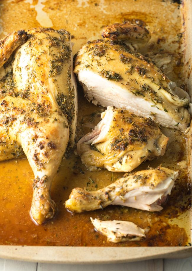 Garlic Herb Spatchcock Chicken #ASpicyPerspective #spatchcock #chicken