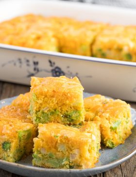 Fluffy Broccoli Cheese Cornbread Recipe #ASpicyPerspective #Easter #southern #cornbread
