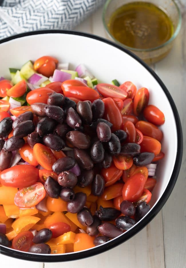 How To Make Mediterranean Quinoa Salad Bowl Recipe #ASpicyPerspective #cucumber #tomatoes #greek