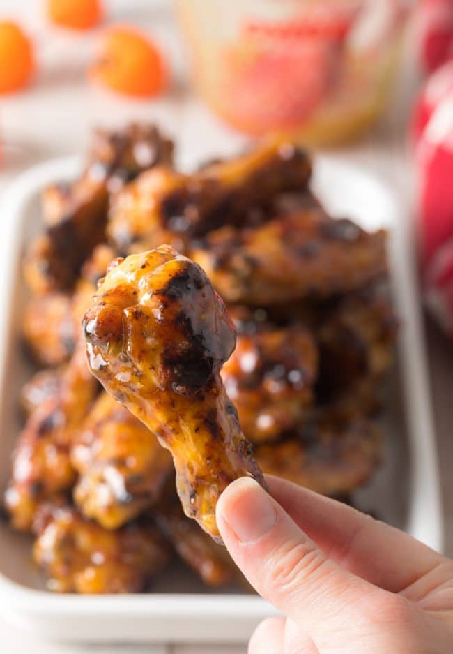 Spicy Habanero Peach Grilled Chicken Wings Recipe #ASpicyPerspective #grilled #wings #chicken #grilling #peach