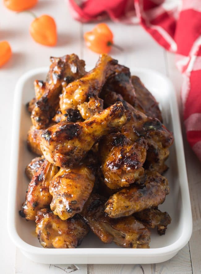 Habanero Peach Grilled Chicken Wings Recipe #ASpicyPerspective #grilled #wings #chicken #grilling #peach