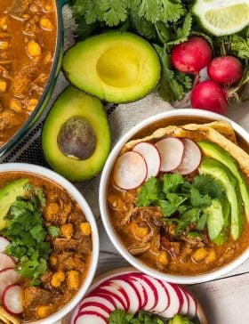 Red Posole Recipe with Pork (Pozole Rojo) #ASpicyPerspective #mexican #pork #pozole #posole #stew #soup
