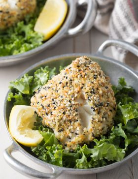 Baked White Fish with Everything Bagel Crust Recipe (Low Carb, Keto & Paleo) #ASpicyPerspective #lowcarb #keto #paleo #fish #lowfat