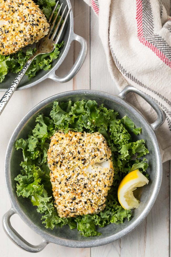 Crispy Baked White Fish with Everything Bagel Crust Recipe (Low Carb, Keto & Paleo)