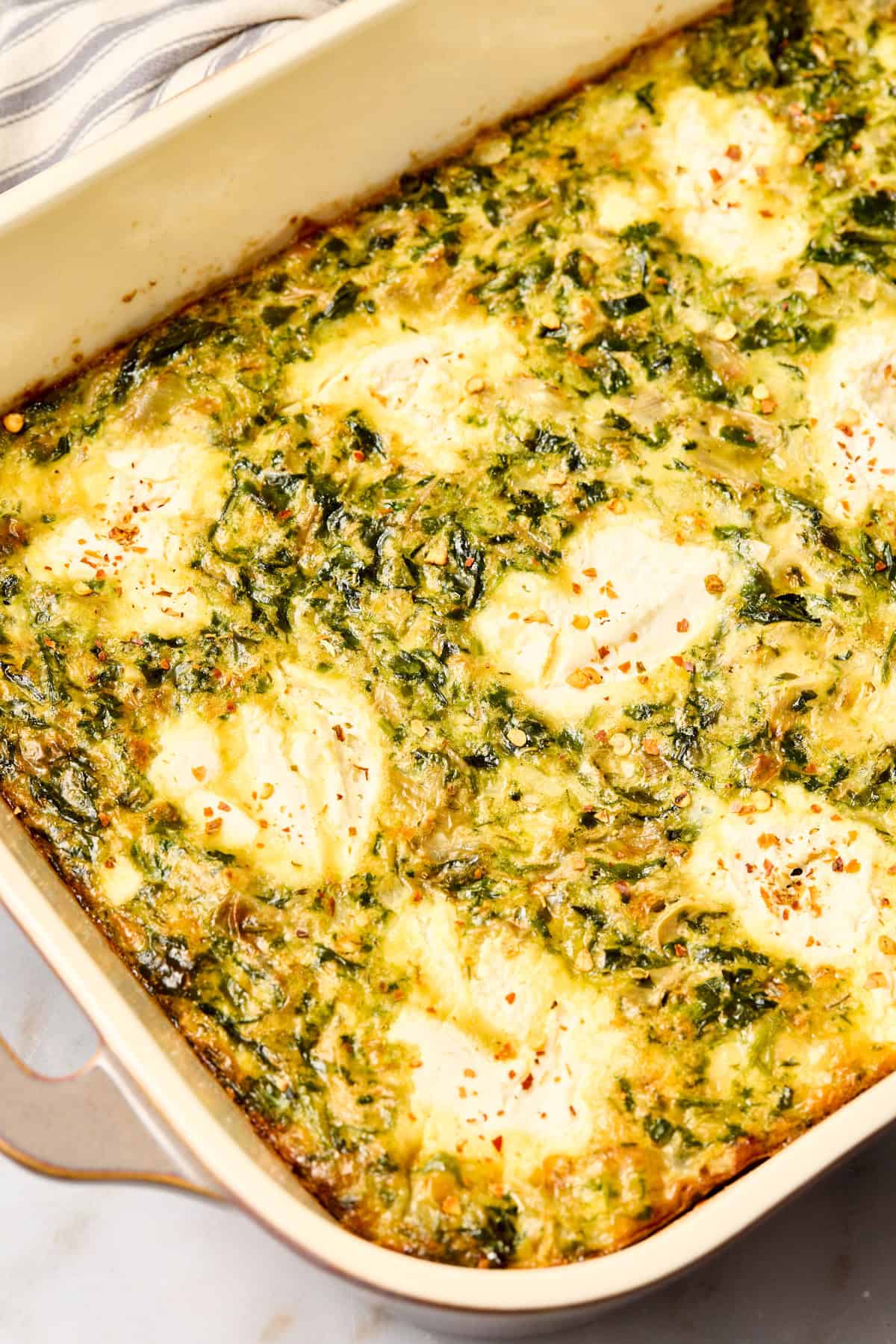 Easy Egg Casserole recipe with spinach and cheese