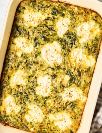 Spinach Egg Casserole in baking dish