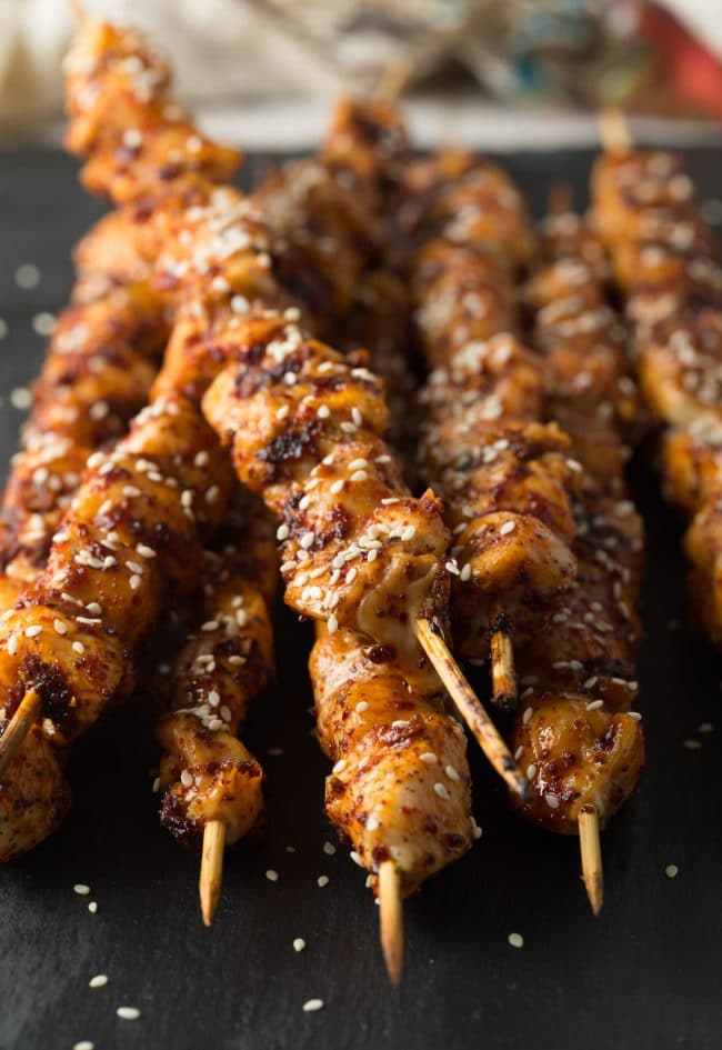 Best Korean Chicken Skewers Recipe #ASpicyPerspective #lowcarb #paleo #glutenfree #korean #kebabs #kabobs