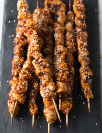 Korean Chicken Skewers Recipe #ASpicyPerspective #lowcarb #paleo #glutenfree #korean #kebabs #kabobs