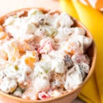 Grandma’s Best Ambrosia Salad Recipe #ASpicyPerspective #ambrosia #marshmallow #fluff #summer