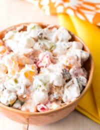 Grandma’s Best Ambrosia Salad Recipe #ASpicyPerspective #ambrosia #marshmallow #fluff #summer