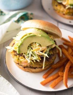 Caribbean Shrimp Burger Recipe #ASpicyPerspective #summer #shrimp #hamburger #burger