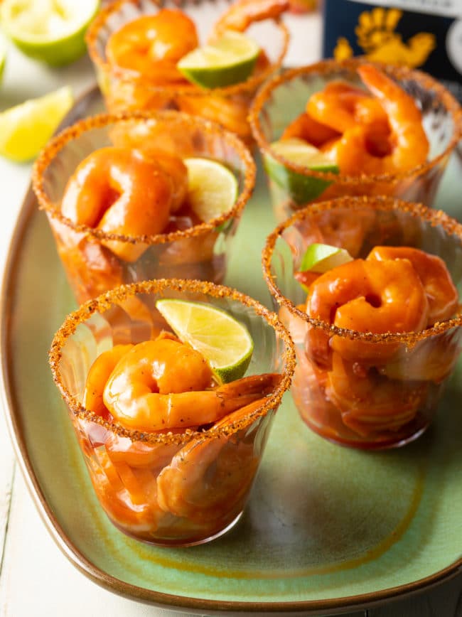 Spicy Mexican Shrimp Cocktail Recipe #ASpicyPerspective #lowcarb #shrimp #cocktailsauce #party #appetizer #michelada