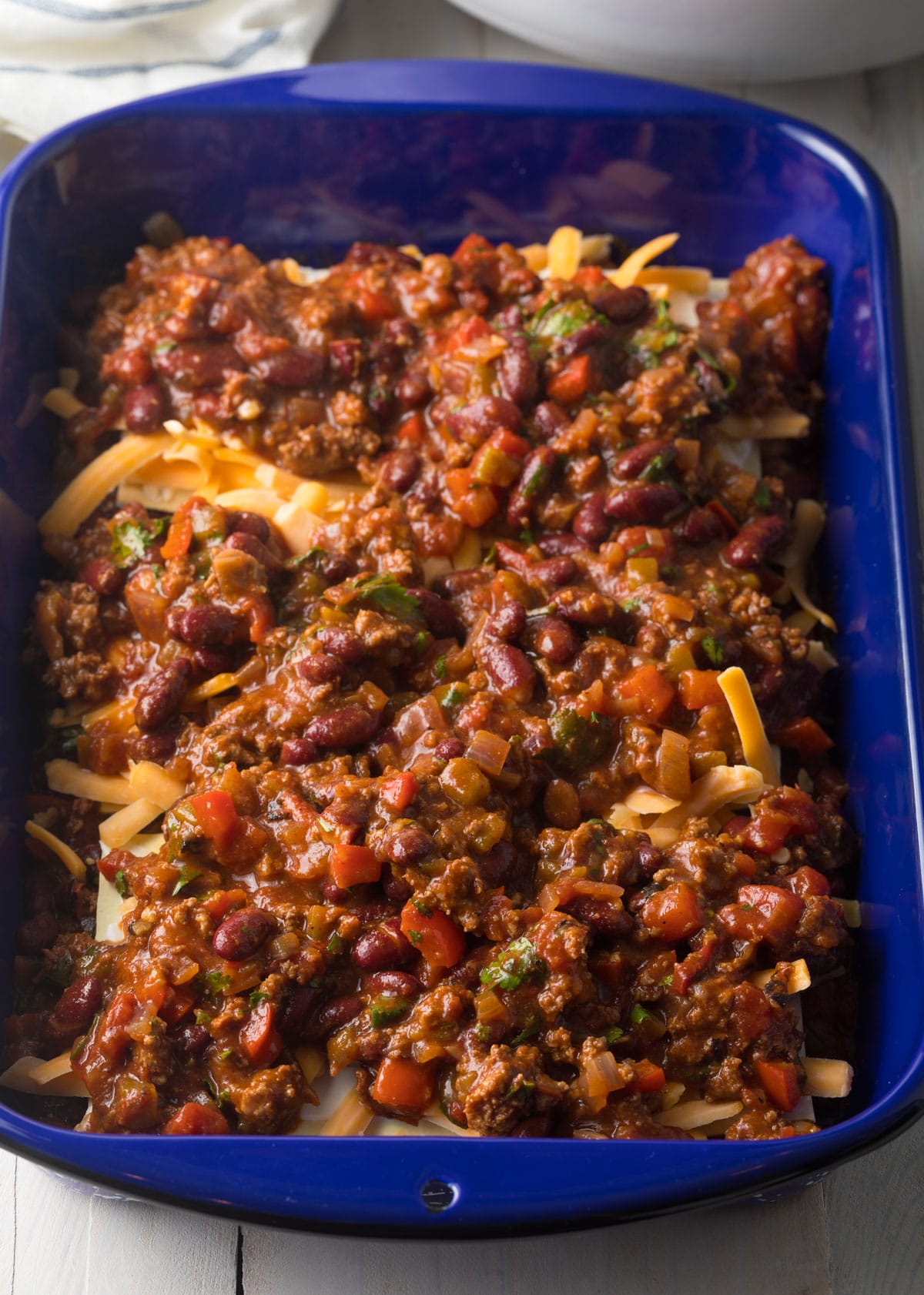 Layer 3 - Layer the Cowboy Chili into the Lasagna 