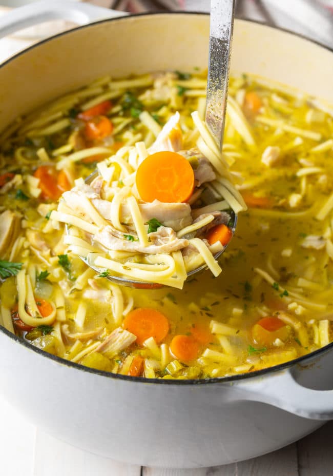 ladle full of this homemade chicken noodle soup recipe
