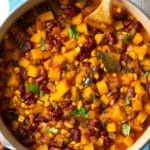 Three Sisters Butternut Squash Chili Recipe #ASpicyPerspective #chili #vegetarian #vegan #glutenfree #fall