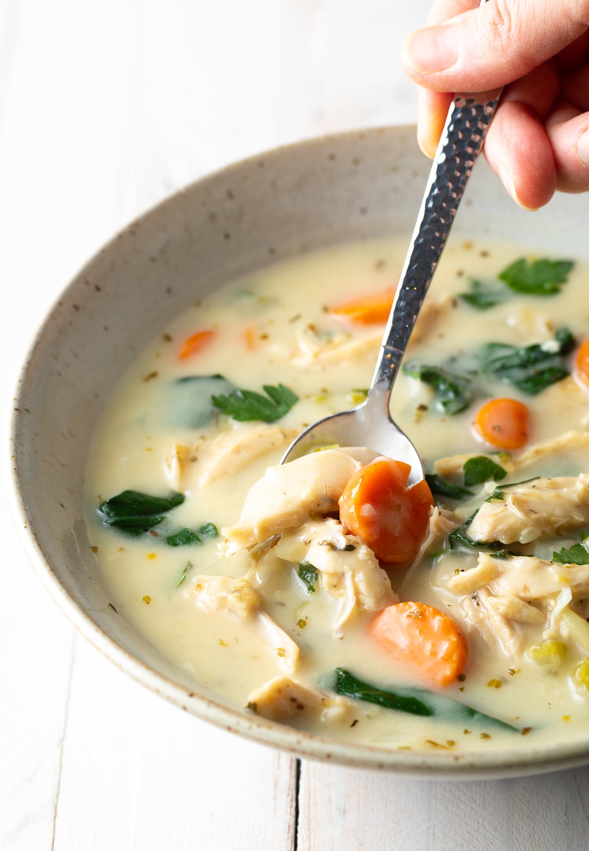 Creamy Lemon Chicken Soup with Spinach-image