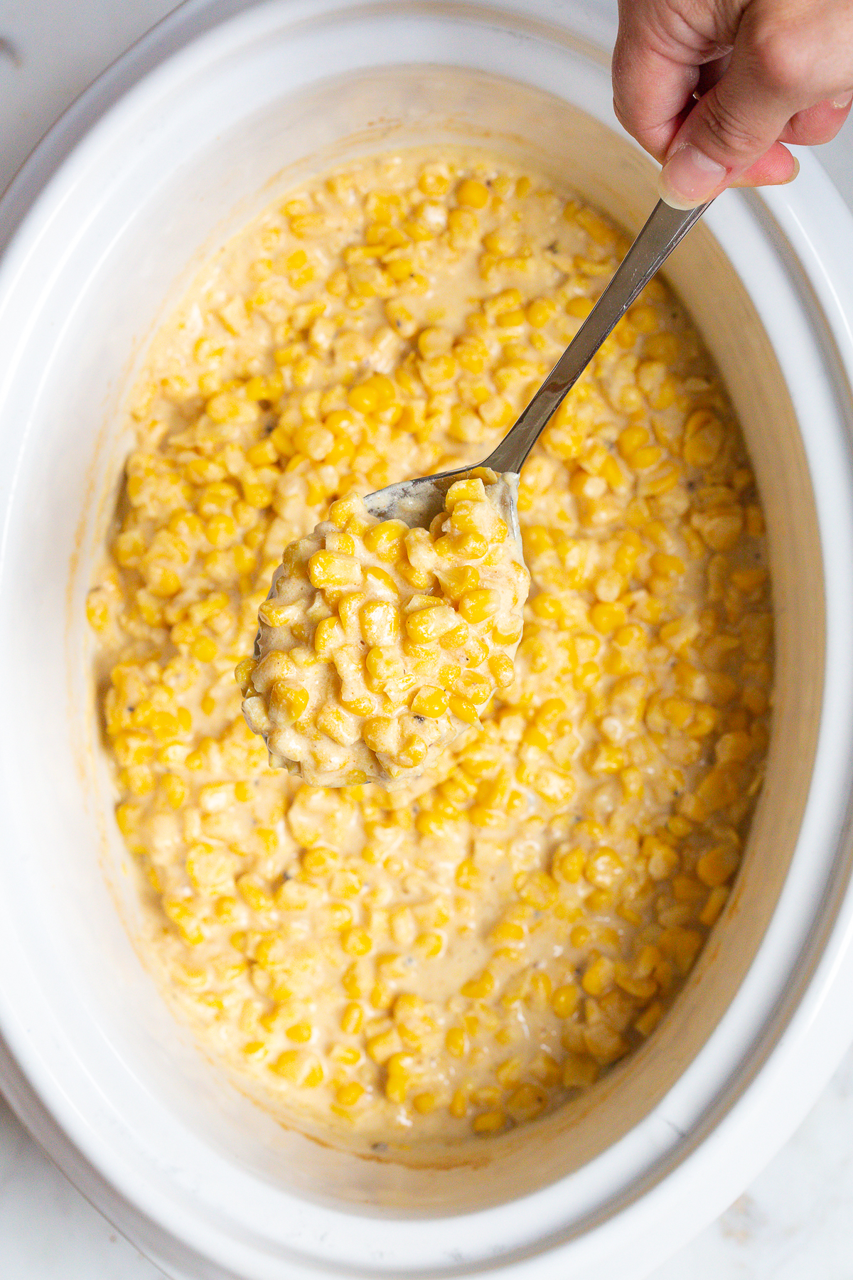 Best Creamed Corn Recipe #ASpicyPerspective #corn #thanksgiving #holidays #southern #crockpot #slowcooker