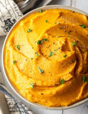 Mashed Sweet Potatoes Recipe #ASpicyPerspective #thanksgiving #holiday #glutenfree #sidedish #sweet #potato