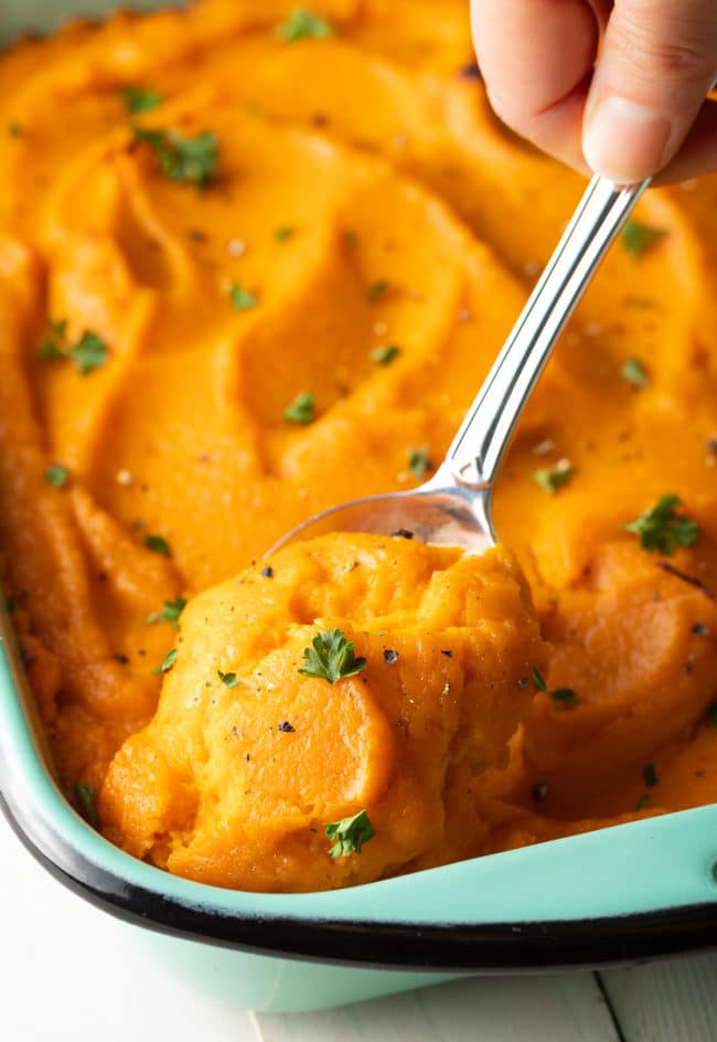 Best Mashed Sweet Potatoes Recipe #ASpicyPerspective #thanksgiving #holiday #glutenfree #sidedish #sweet #potato