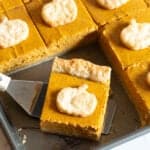 Pumpkin slab pie recipe cut into squares