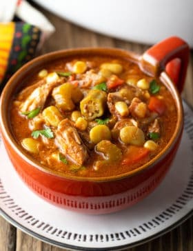 Slow Cooker Brunswick Stew Recipe #ASpicyPerspective #brunswick #stew #crockpot #fall #bbq