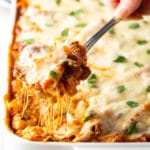 Ricotta Baked Ziti with Sausage Recipe #ASpicyPerspective #baked #ziti #noboil #ricotta #pasta #italian #comfortfood #slowcooker #crockpot