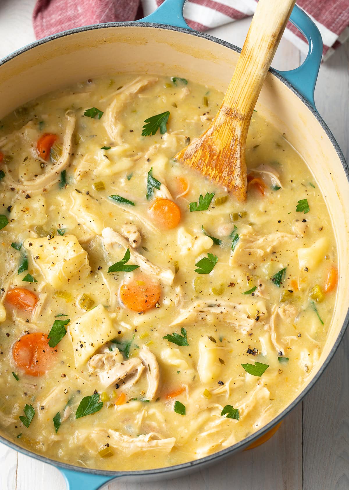 Homemade Chicken and Dumplings Recipe #ASpicyPerspective #easy #comfortfood #southern #dumplings #chicken #crockpot #slowcooker #instantpot